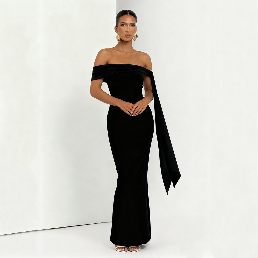 Damen Wickelkleid mit einem eleganten One-Shoulder-Design und modischen Rüschendetails Drune