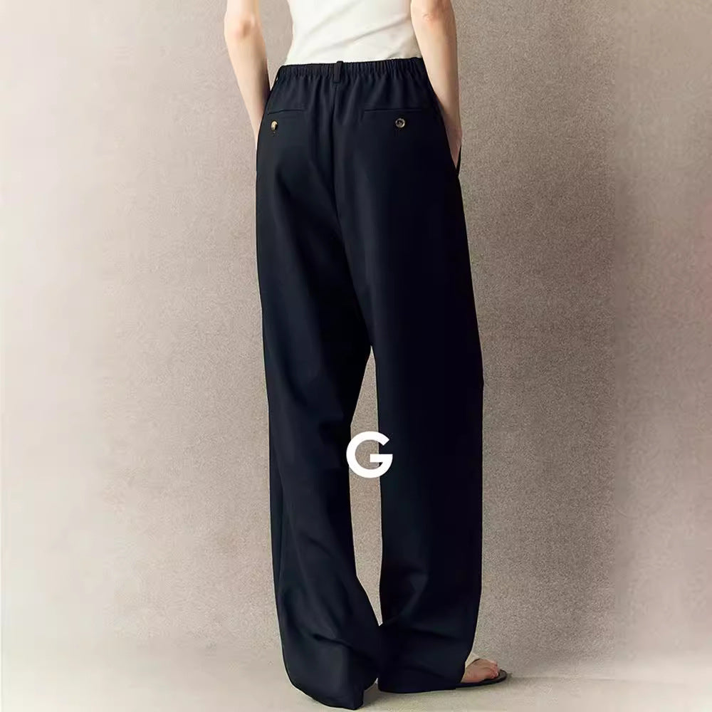 Damen komfortable und weit geschnittene Chino-Hose mit verstellbarem Bund Drune