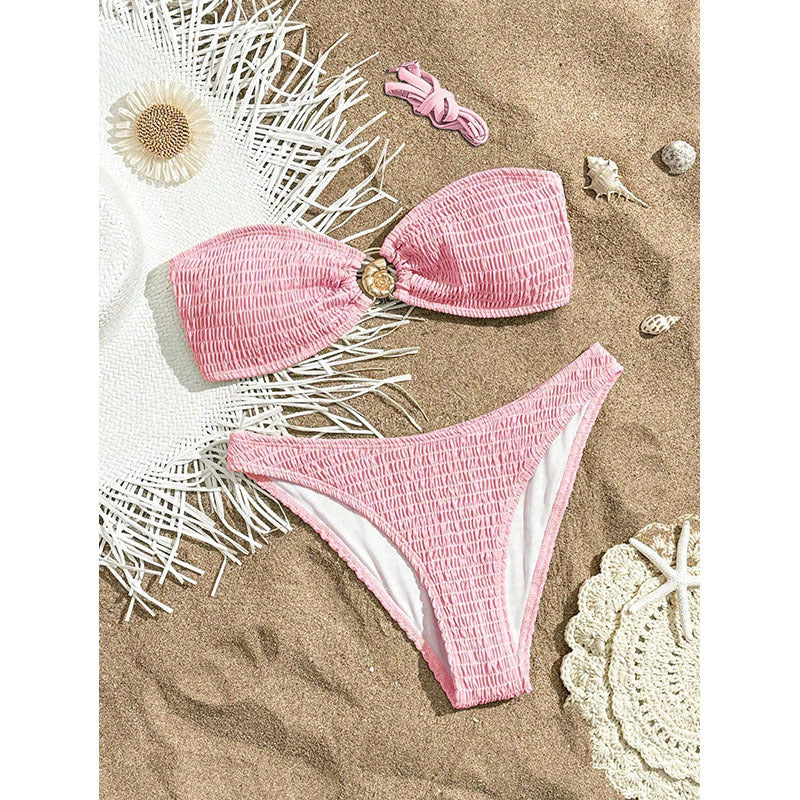 Damen Bandeau-Bikini mit raffiniertem Knoten und elegantem Schmuckdetail Drune