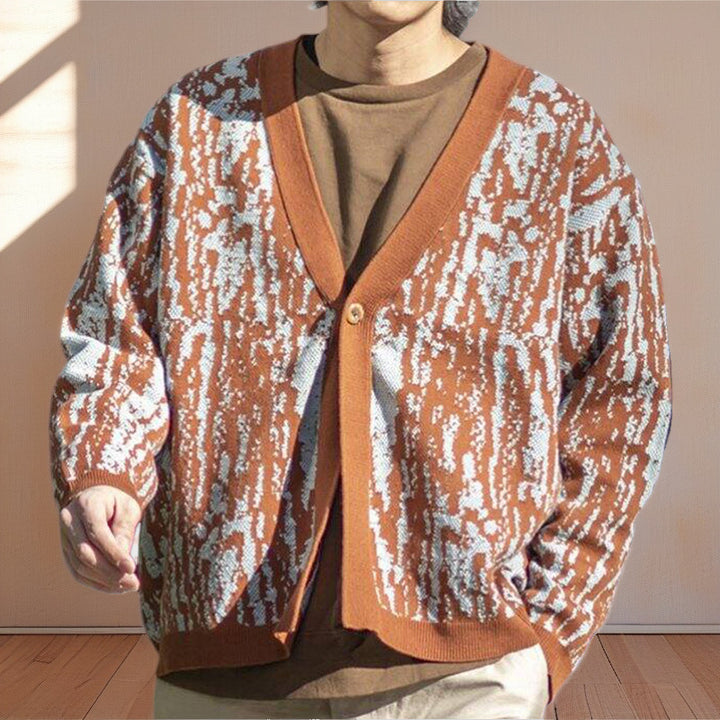 Herren modischer Strick-Cardigan mit stylishem Muster und V-Ausschnitt Drune