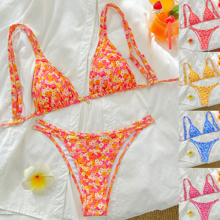 Damen Triangel-Bikini mit floralen Mustern Drune