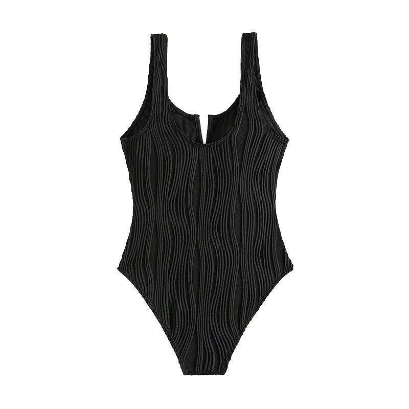 Damen Hochgeschnittener Badeanzug mit strukturiertem Design Drune