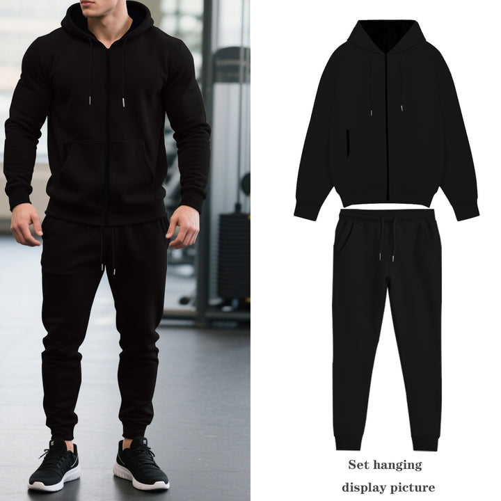 Herren nan zweiteiliges Performance Fleece Jogginganzug-Set mit Kapuzenjacke, verdecktem Reißverschluss und tapered Jogginghose Drune