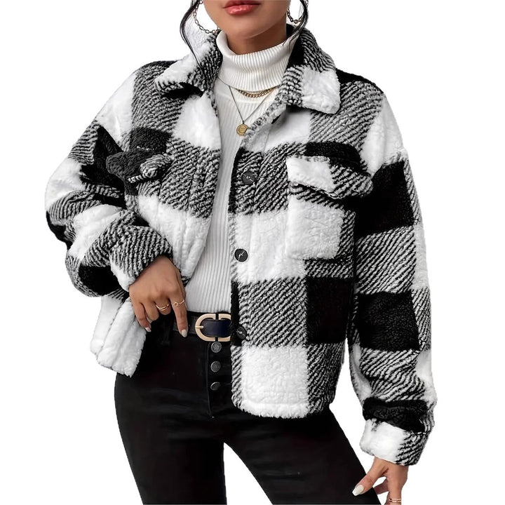 Damen Kuschelige Karojacke Drune