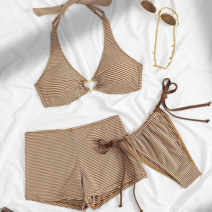 Damen Trendiger Bikini mit asymmetrischen Schnürungen Drune