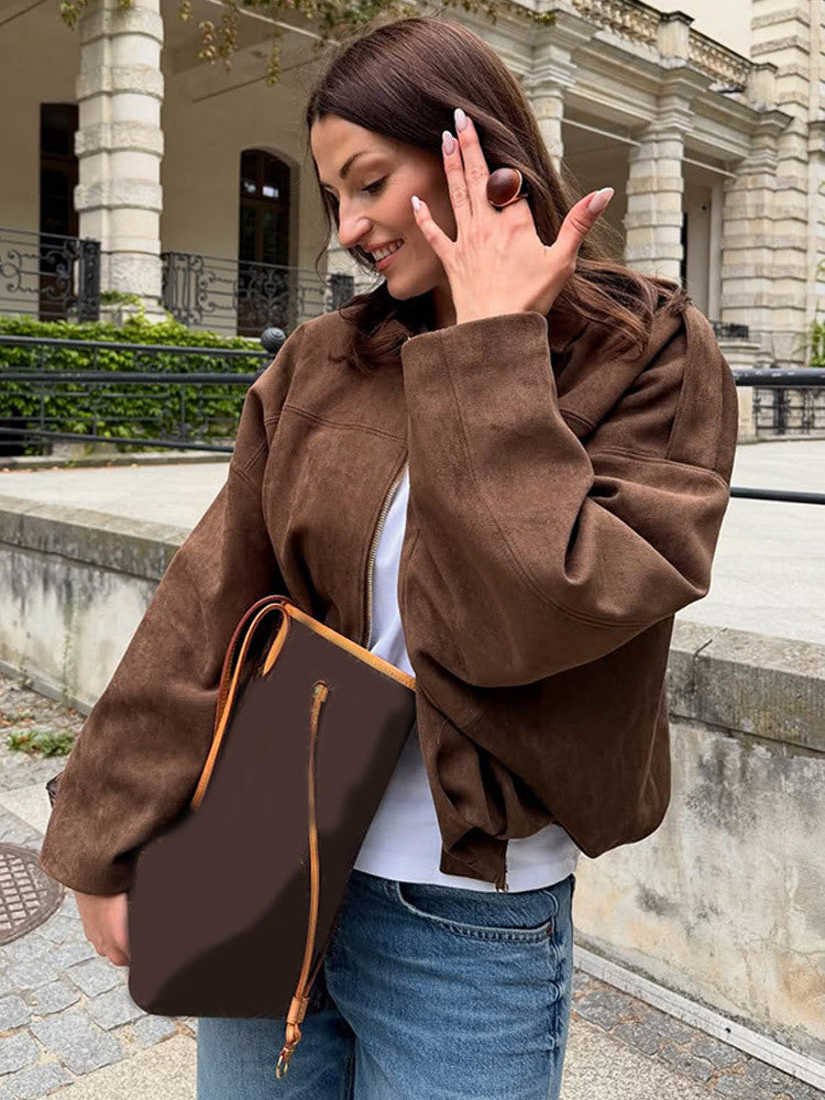 Damen Oversized Wildlederjacke Drune