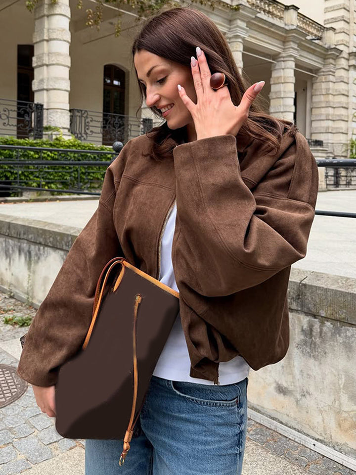 Damen Oversized Wildlederjacke Drune