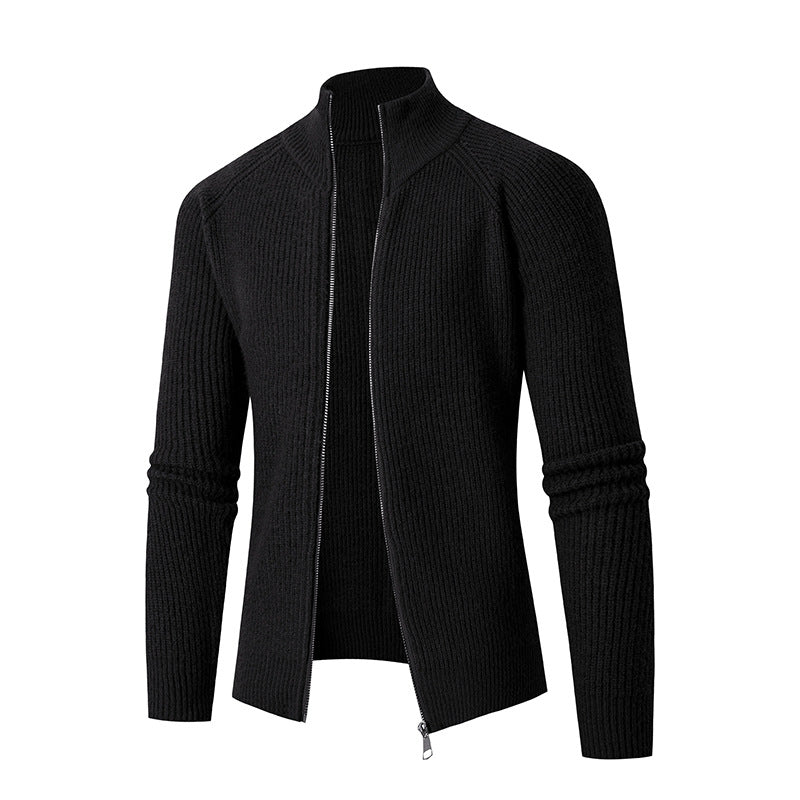 Herren nan schlanker Zip-Cardigan aus Merino-Mix mit Rippstruktur und Raglanärmeln Drune