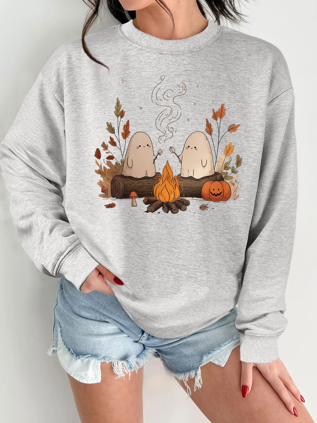 Damen Sweatshirt mit verspieltem Gruselmotiv und bequemer Passform Drune