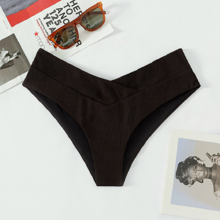 Damen Hoch tailliertes Bikini-Unterteil mit doppeltem Stoff Drune