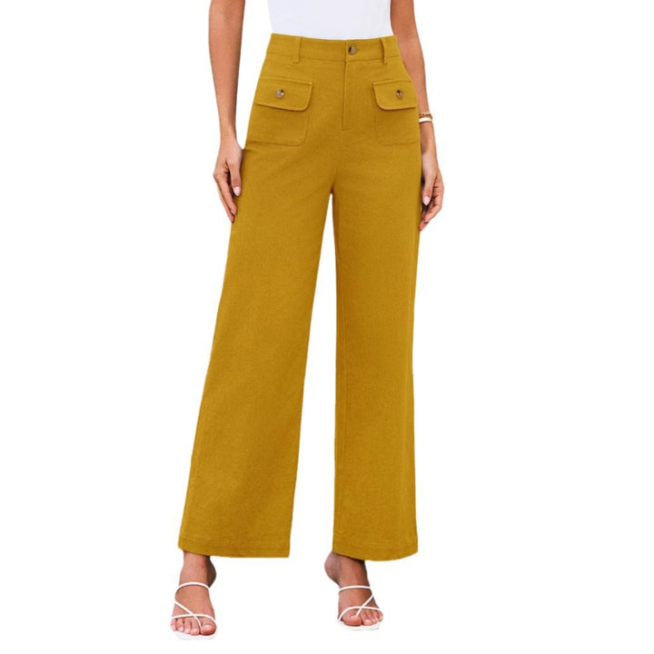 Damen Weit geschnittene Cargo-Hose mit praktischen Taschen und hohem Bund Drune