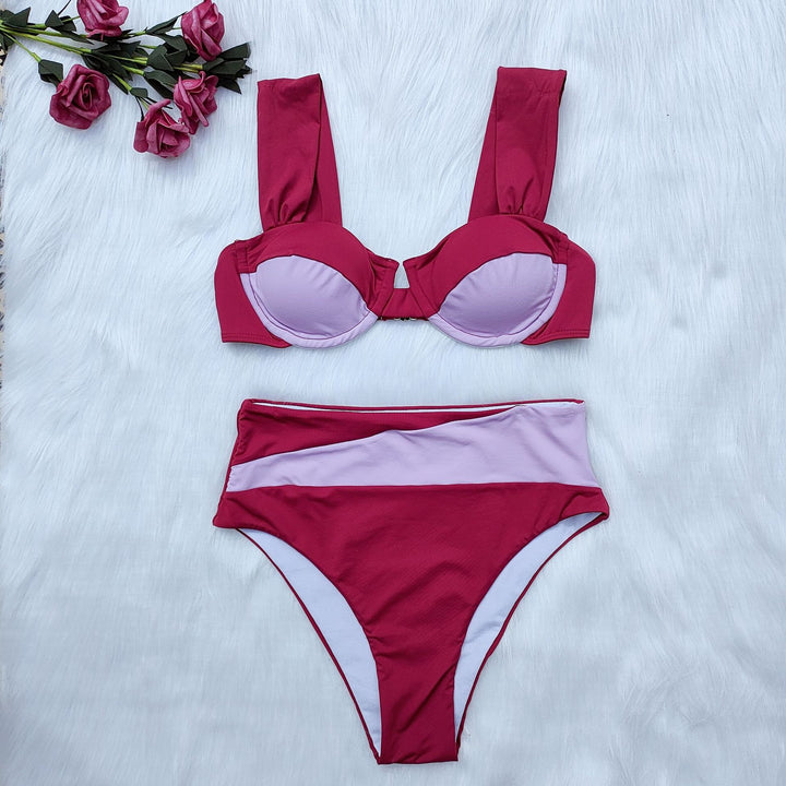 Damen Hochgeschnittenes Bikini-Set mit innovativem Design Drune