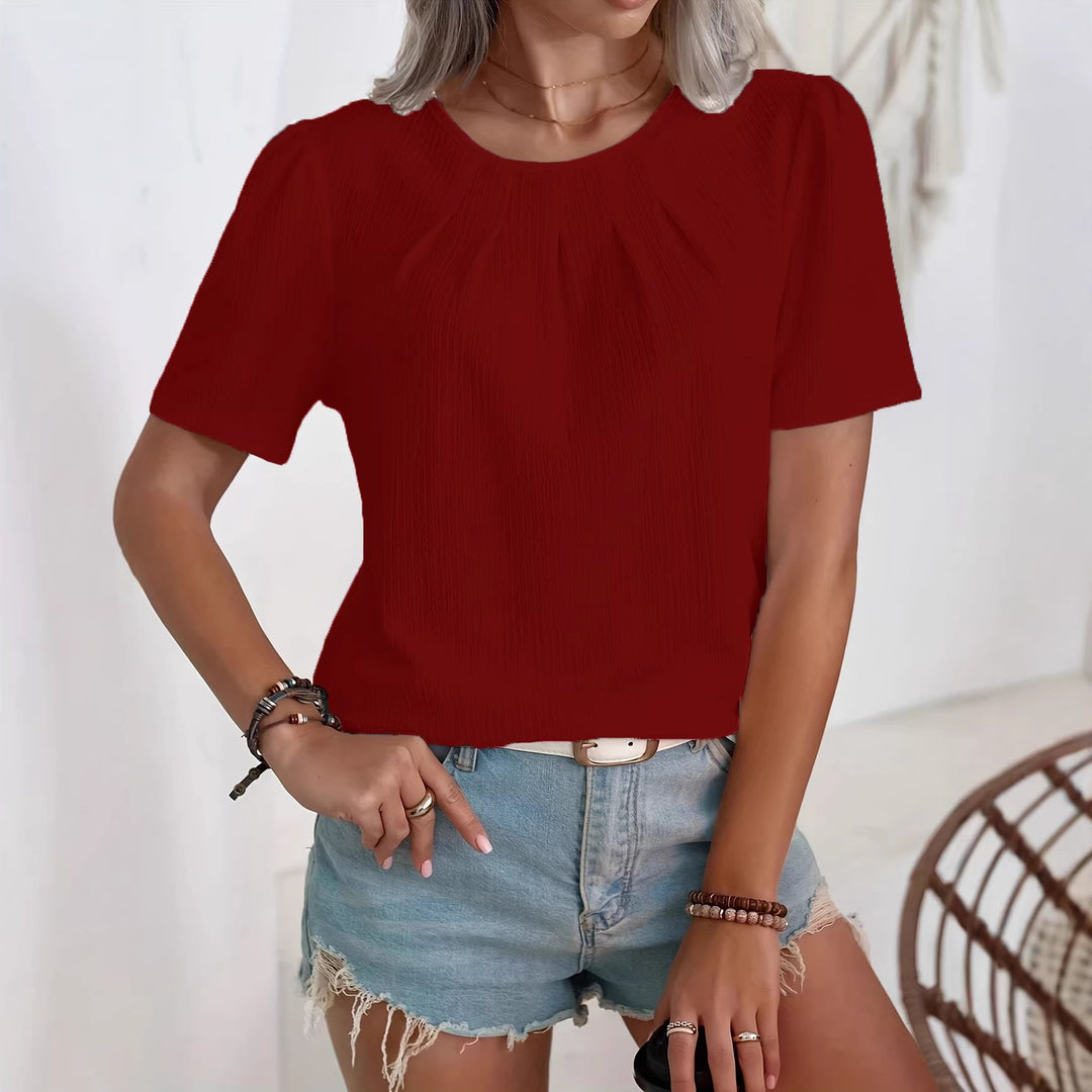 Damen Modisches Oberteil mit strukturiertem Design und Puffärmeln Drune