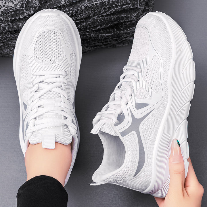Damen nan nahtloser Performance-Walking-Sneaker mit atmungsaktivem Strickoberteil, verstärkter Zehenkappe und extrahoher Dämpfungsplateausohle Drune