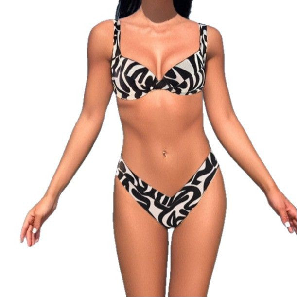 Damen Triangel-Bikini mit unterstützenden Polsterungen und modischem Muster Drune