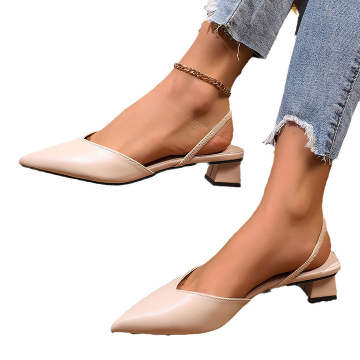 Damen Slingback Spitzen Einlage Ballerinas mit Blockabsatz Drune