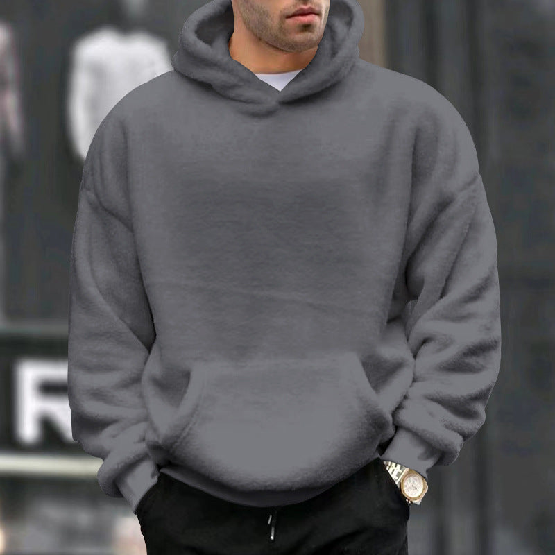 Herren nan oversized Fleece-Kapuzenpullover mit Kängurutasche und dropped shoulders Drune
