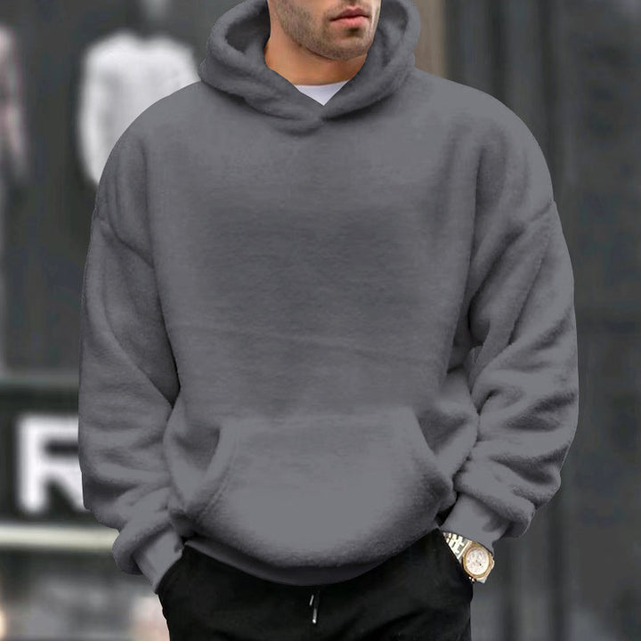 Herren nan oversized Fleece-Kapuzenpullover mit Kängurutasche und dropped shoulders Drune