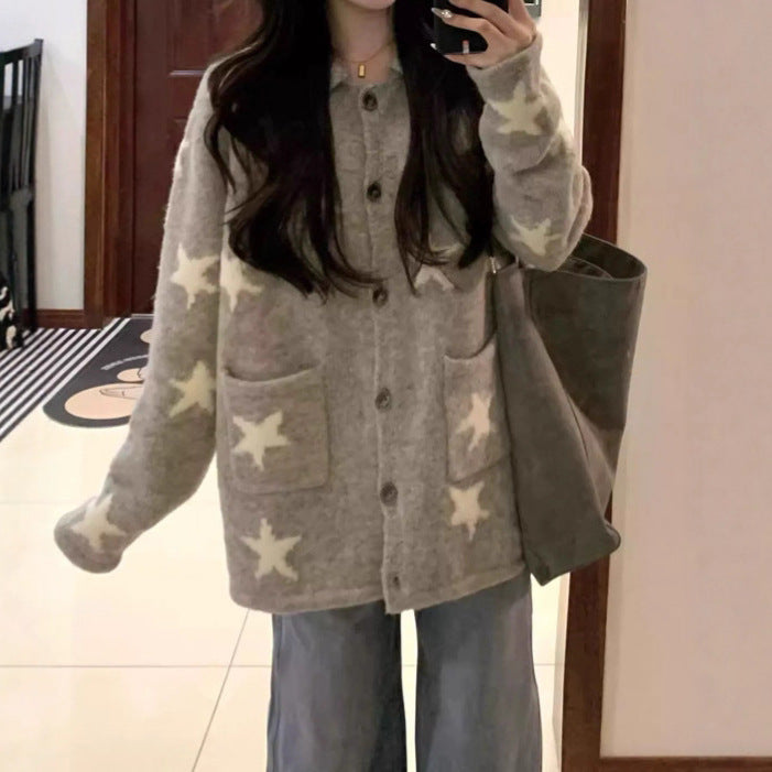 Damen Strickjacke mit Sternenmuster und praktischen Taschen Drune