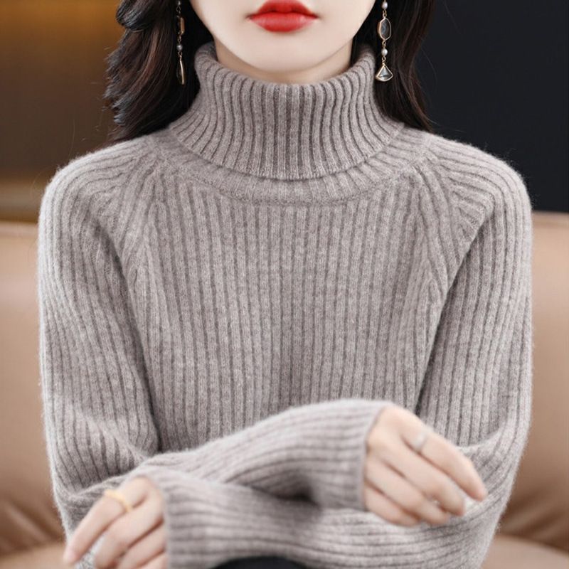 Damen kuscheliger Rollkragenpullover mit Rippstruktur Drune