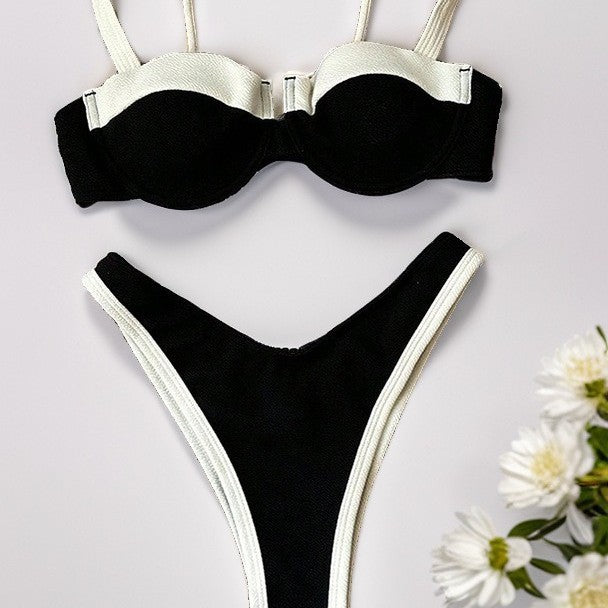 Damen Bikini-Set mit strukturiertem Oberteil und verstellbaren Trägern Drune