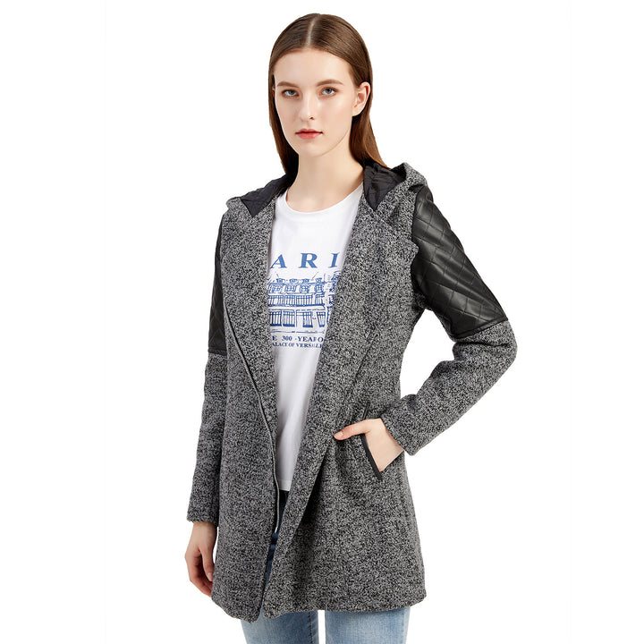 Damen modische Übergangsjacke mit Kapuze und gesteppten Einsätzen Drune