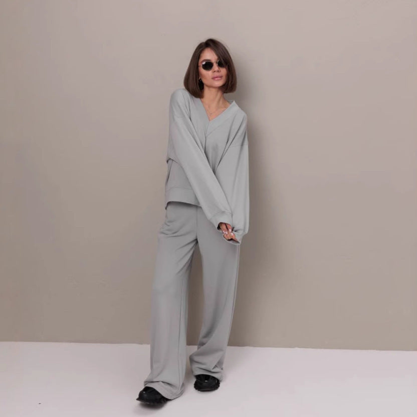 Damen Lässiger V-Ausschnitt Pullover Drune