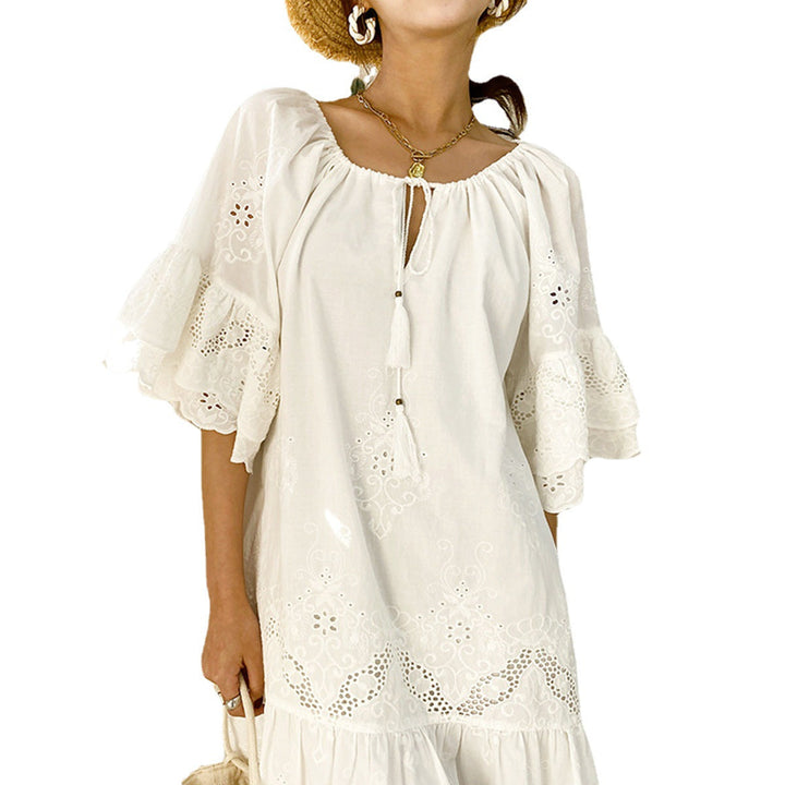 Damen Luftiges Sommerkleid mit Spitzenverzierungen Drune