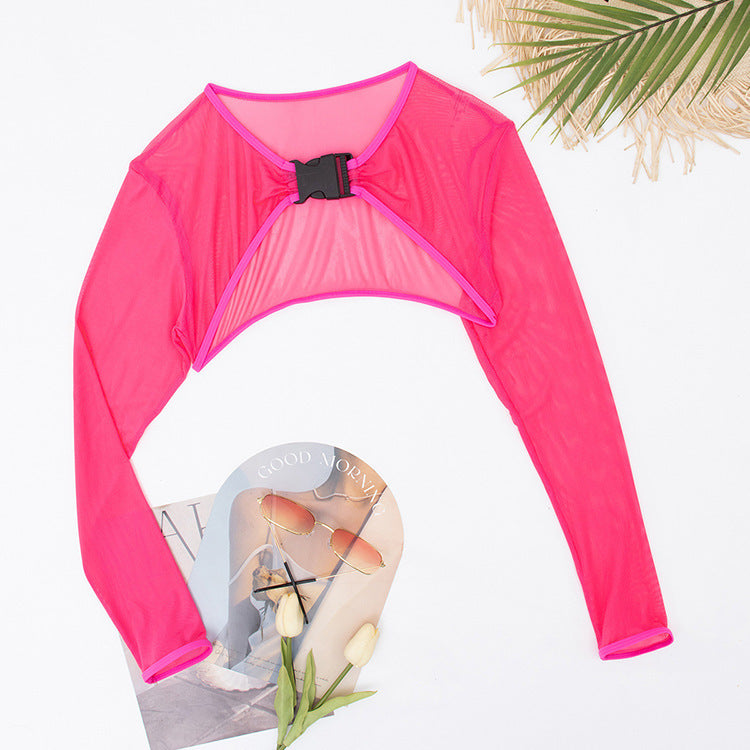 Damen Modischer Mesh-Oberteil mit langer Arm Drune