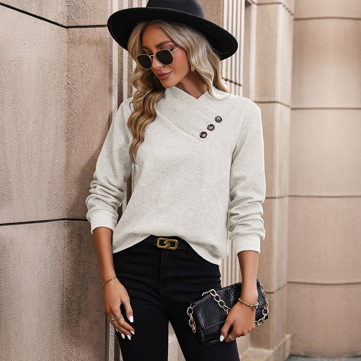 Damen Sweatshirt mit strukturiertem Design und modischen Knopfdetails Drune