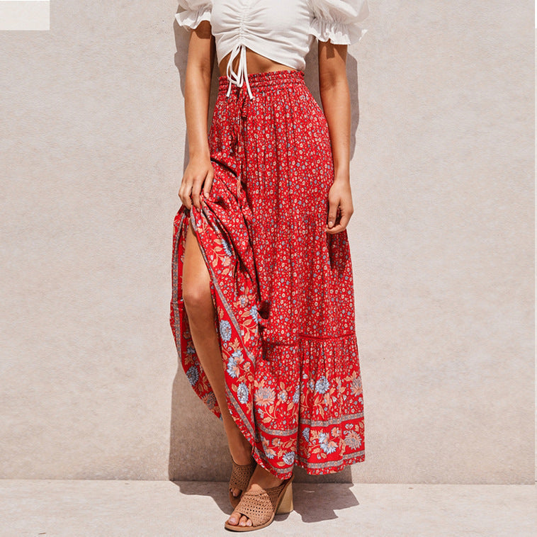 Damen Maxi-Rock aus floraler Baumwolle Drune