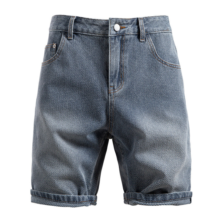Herren nan Jeansshorts mit Umschlag, mittelhoher Bund und klassischer Taschenaufteilung Drune