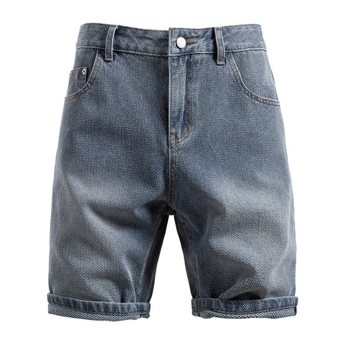 Herren nan Jeansshorts mit Umschlag, mittelhoher Bund und klassischer Taschenaufteilung Drune