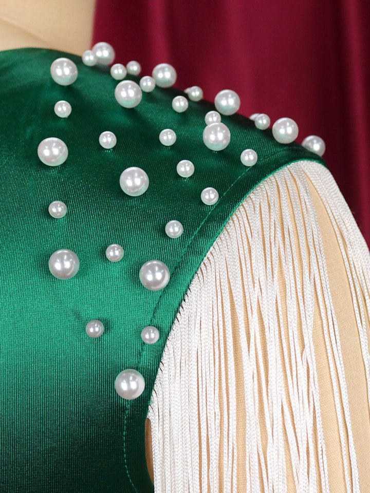 Damen Einseitiges Cocktailkleid mit funkelnden Fransen und eleganter Taillierung Drune