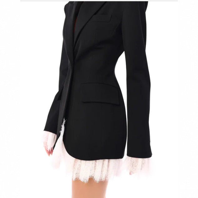Damen Oversized Blazer mit Spitzendetails Drune