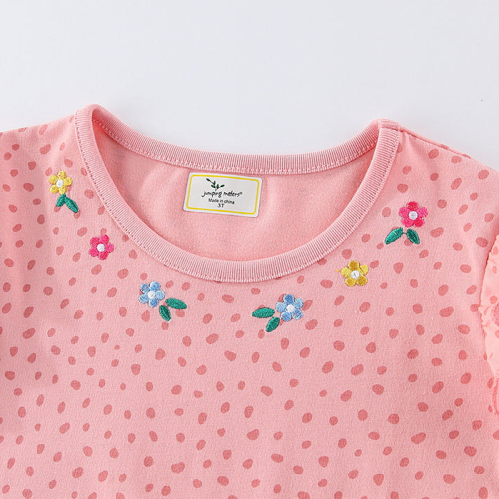 Mädchen Langarmkleid mit niedlichen Hasen- und Blumenapplikationen Drune