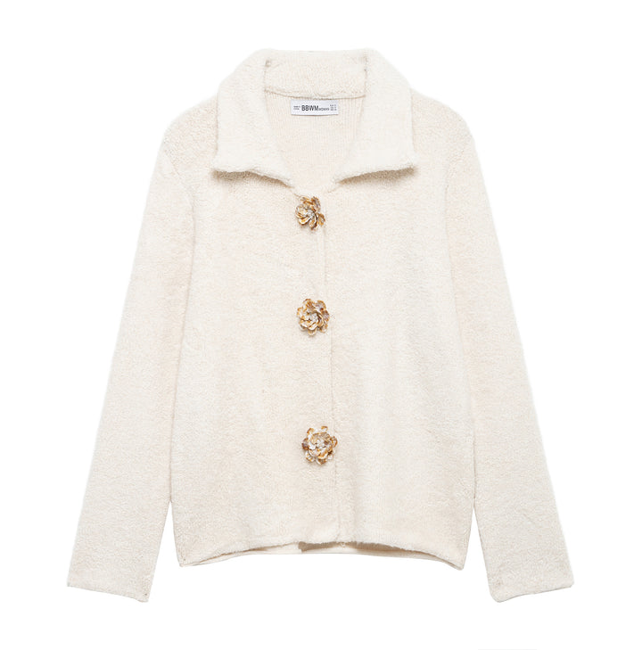 Damen elegante Strickjacke mit dekorativen Knopfdetails Drune
