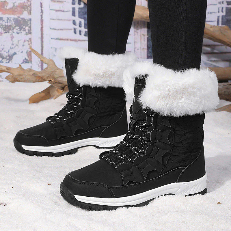 Damen Winterstiefel mit isolierendem Kunstfellkragen und rutschfester Sohle Drune