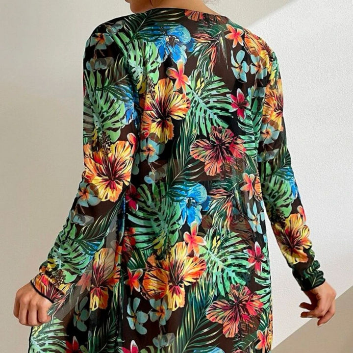 Damen Bikiniset mit floralem Überwurf Drune