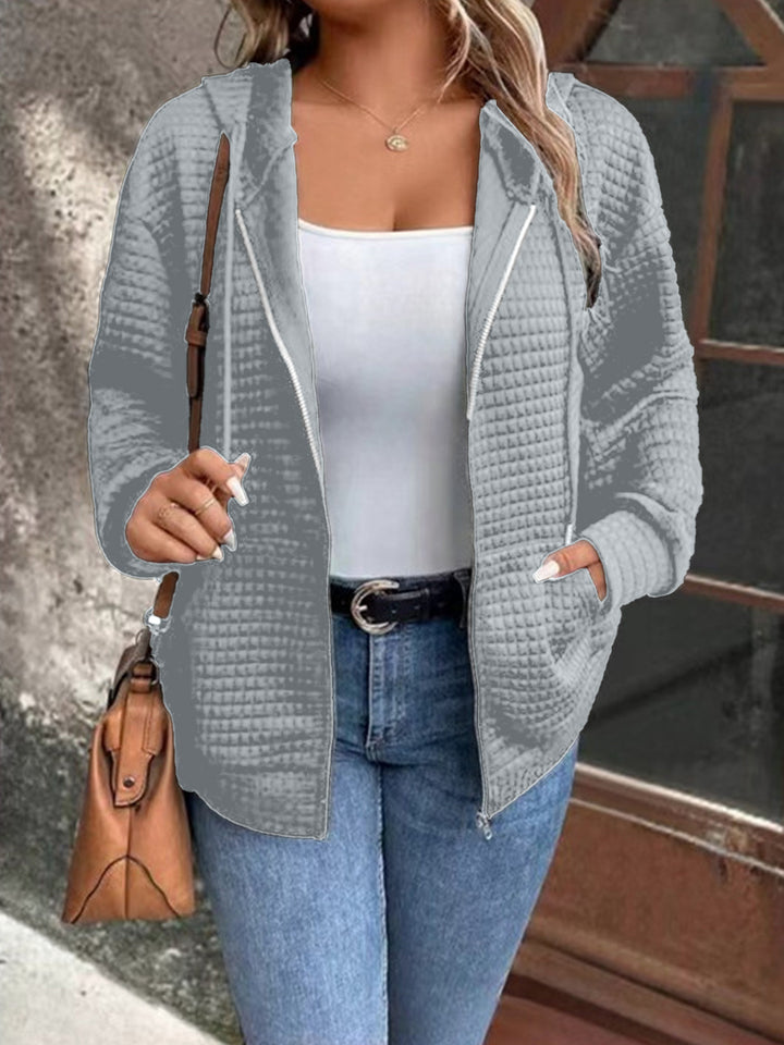 Damen gemütliche Kapuzenjacke aus strukturiertem Material Drune