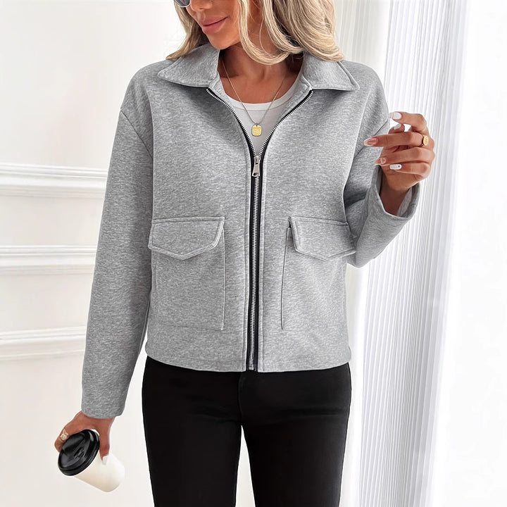 Damen lässige Zip-Jacke mit praktischen Taschen Drune