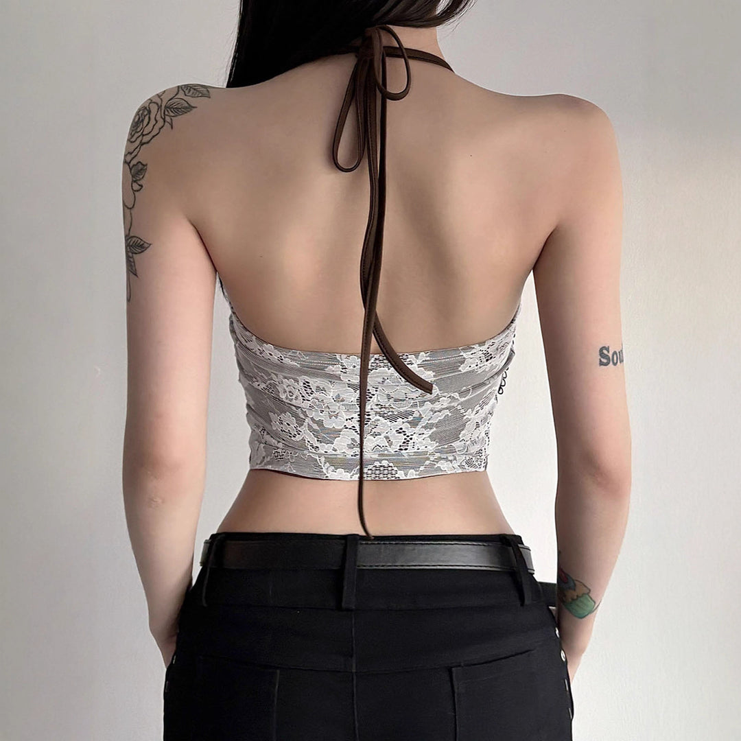 Damen Corsage Top mit verführerischem Spitzenbesatz Drune