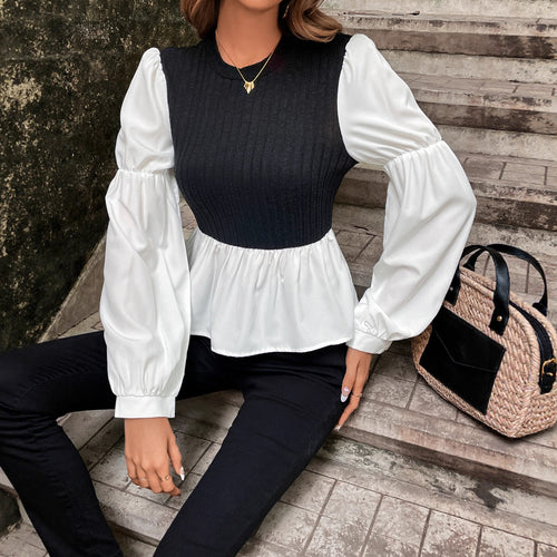 Damen Bluse mit voluminösen Puffärmeln und strukturiertem Oberteil Drune
