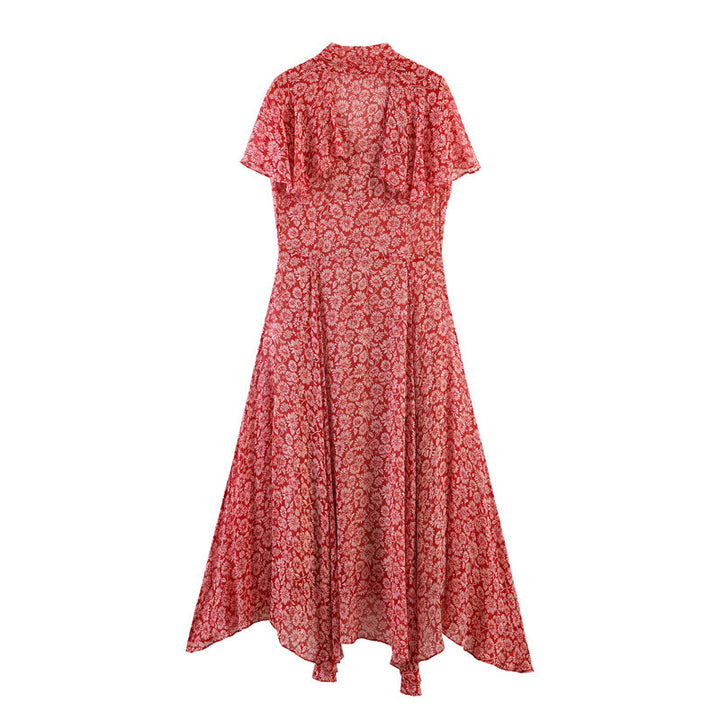 Damen Maxikleid mit verspieltem Blumenmuster und asymmetrischem Saum Drune