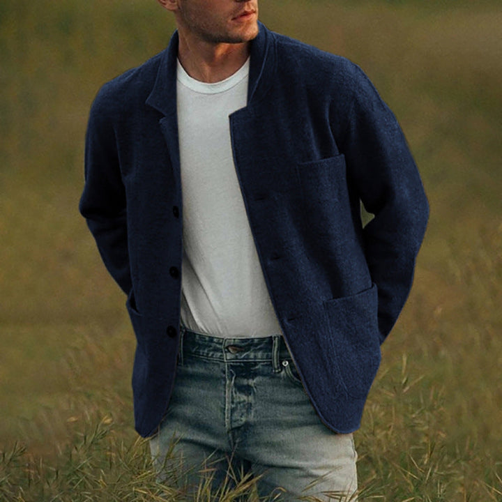Herren lässige Strickjacke mit aufgesetzten Taschen und modernem Schnitt Drune