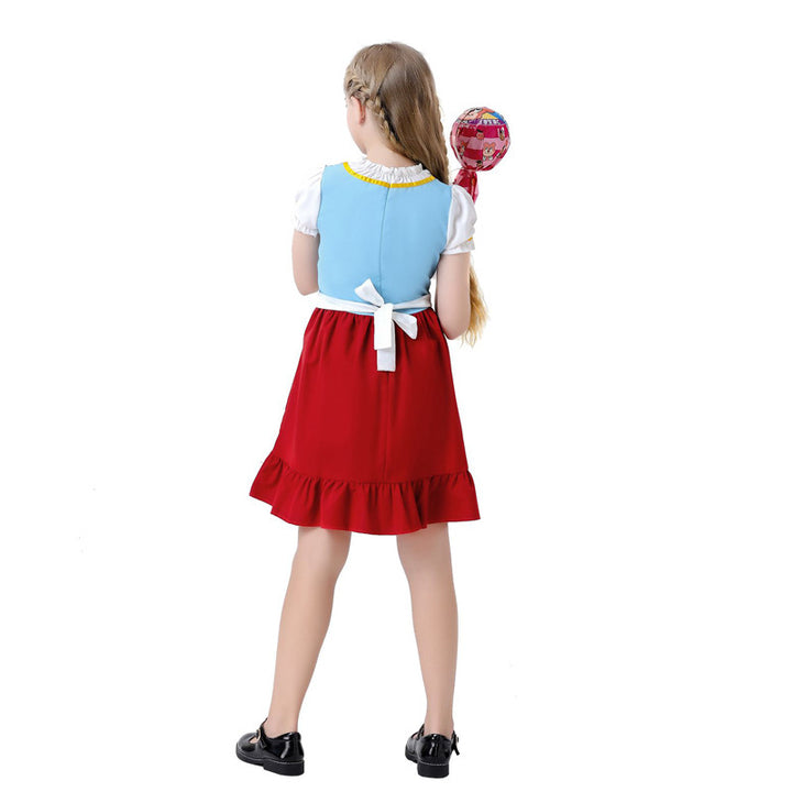 Damen nan traditionelles Dirndlkleid für Kinder mit Schürze und floraler Stickerei Drune
