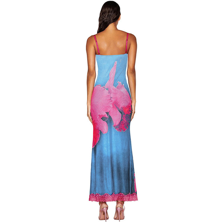 Damen Satin Nachthemd mit zarter Spitzendekoration Drune