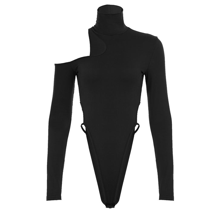 Damen Body mit asymmetrischem Schnitt und hohen Rüschen Drune