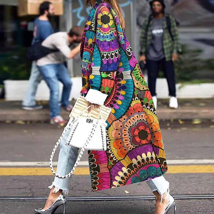 Damen Trendiger Kimono mit buntem Mandala-Muster Drune