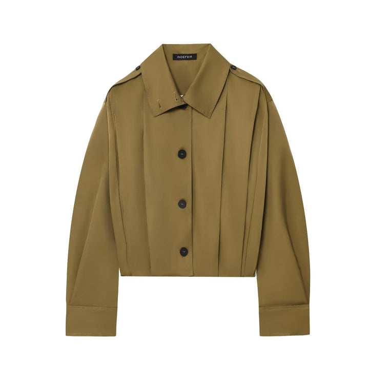Damen modische cropped Jacke mit dekorativen Knopfdetails Drune